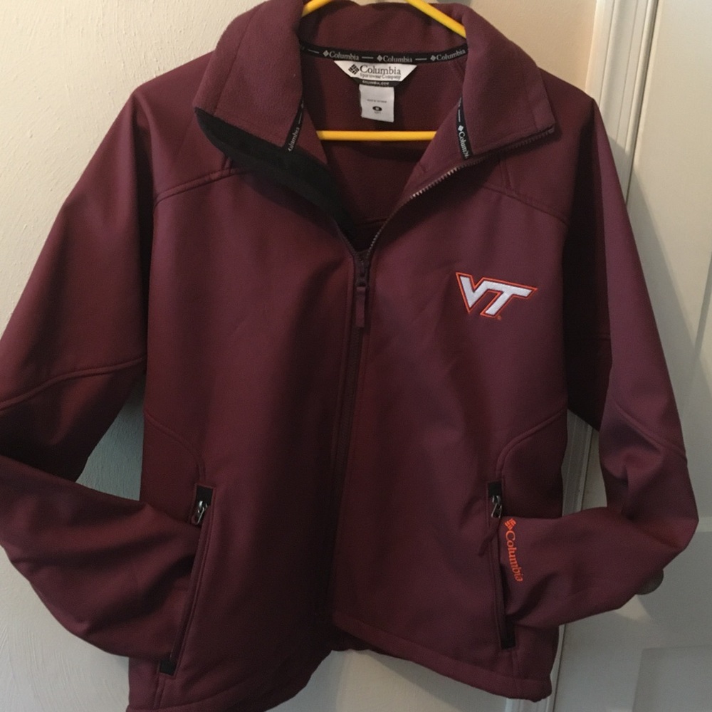“Virginia Tech” Men’s COLUMBIA collar fullzip Medium jacket. EUC. High quality.